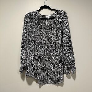 NWT Nine West Patterned Button Front Blouse